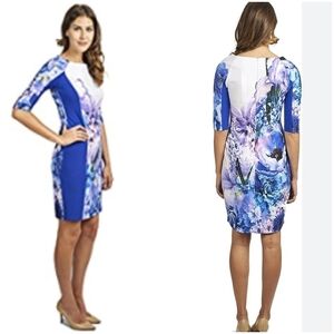 Nwt Joseph Ribkoff Robe Pour Dame Dress, Color Blue, Purple and White, Size 16